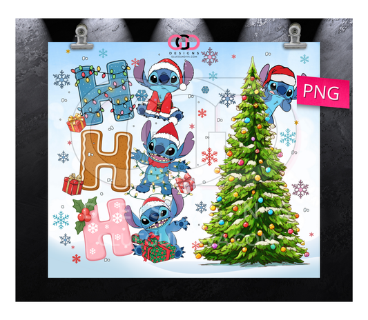 Hohoho Stitch -   Digital tumbler wrap for 20 oz skinny straight tumbler