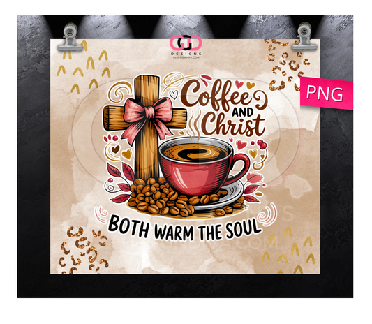 Coffee and Christ -   Digital tumbler wrap for 20 oz skinny straight tumbler