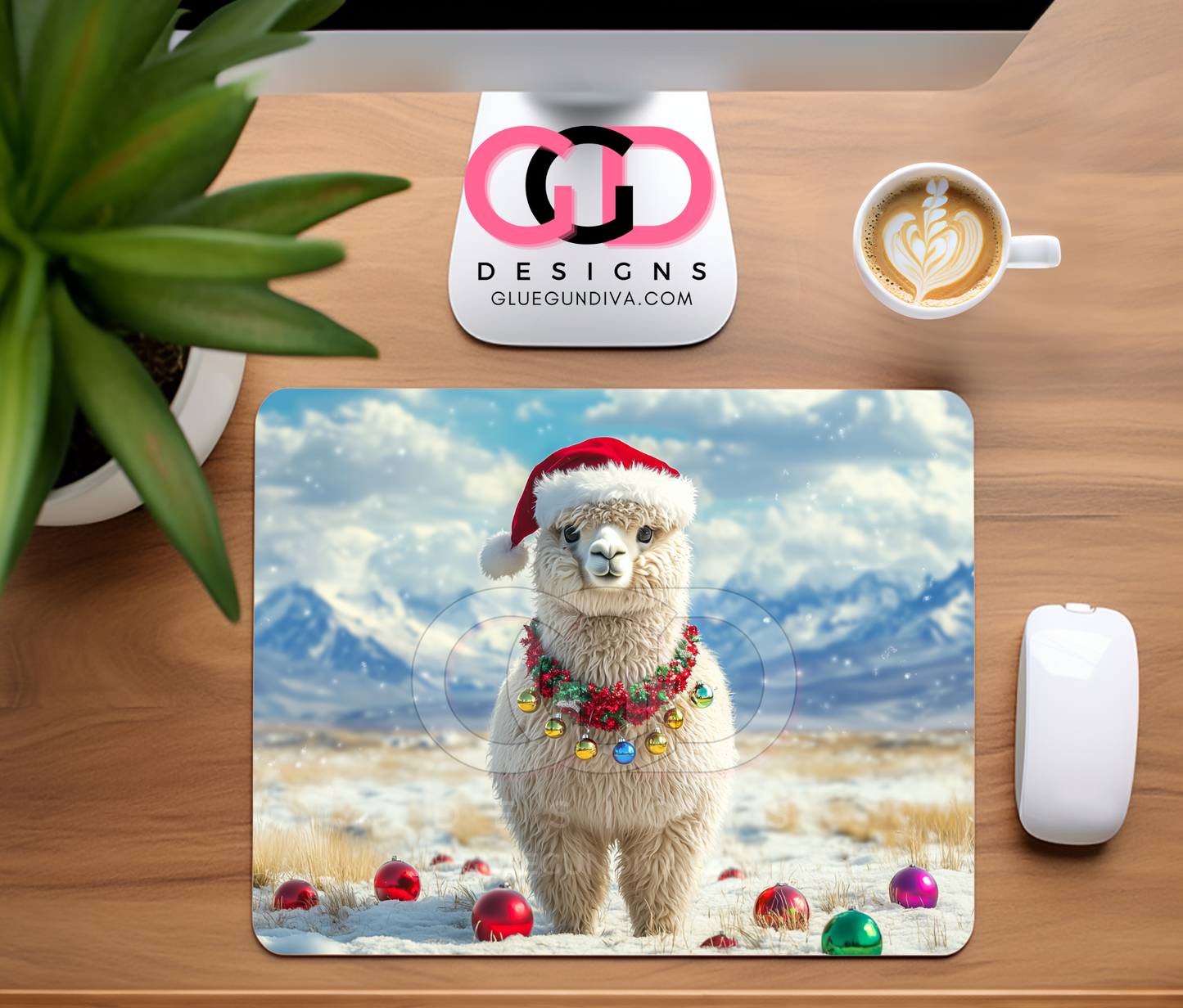 Cute Animals with Santa Hats - 4 Designs for Mouse Pads