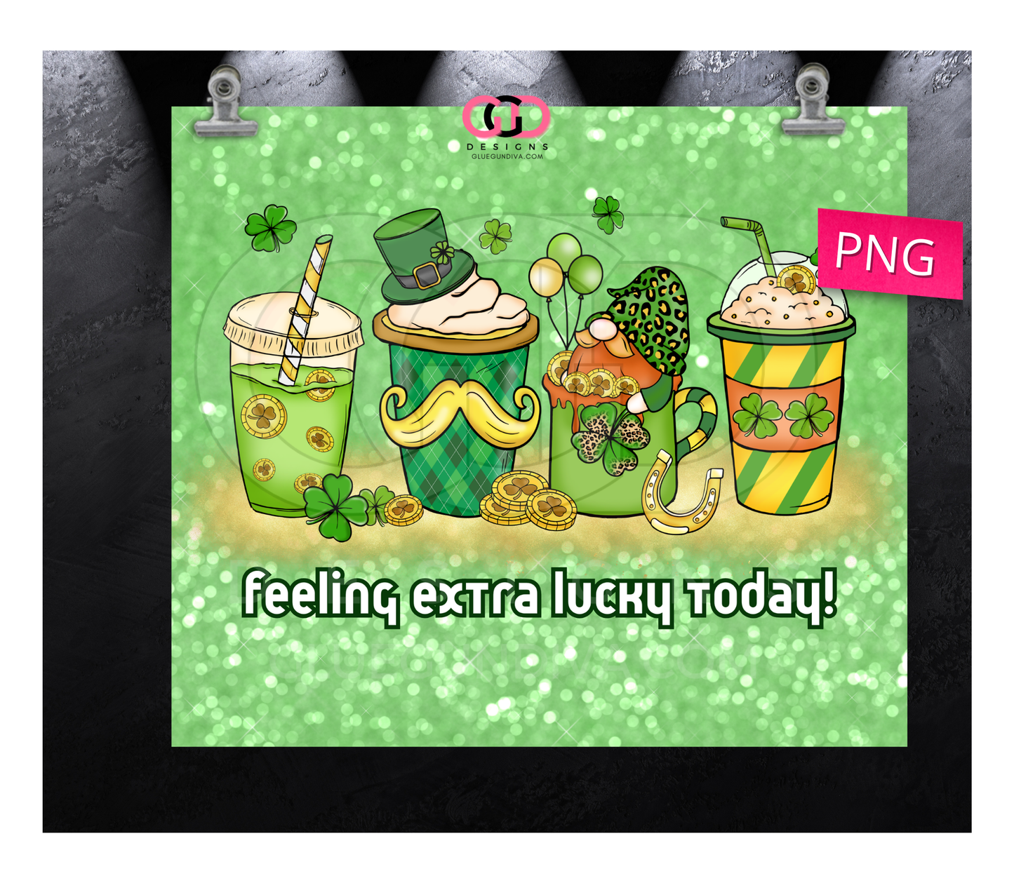 Extra Lucky - Digital tumbler wrap for 20 oz skinny straight tumbler