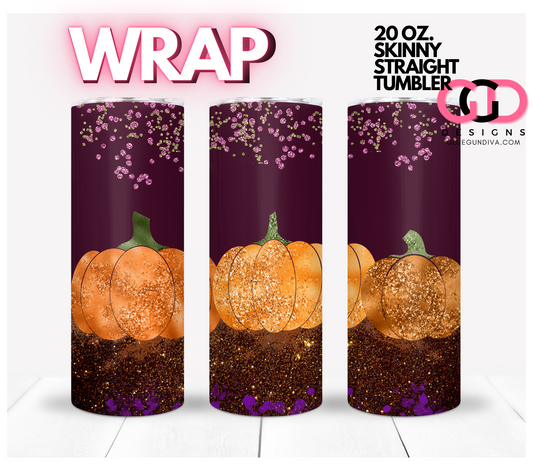 Glitter Pumpkin Trio-   Digital tumbler wrap for 20 oz skinny straight tumbler