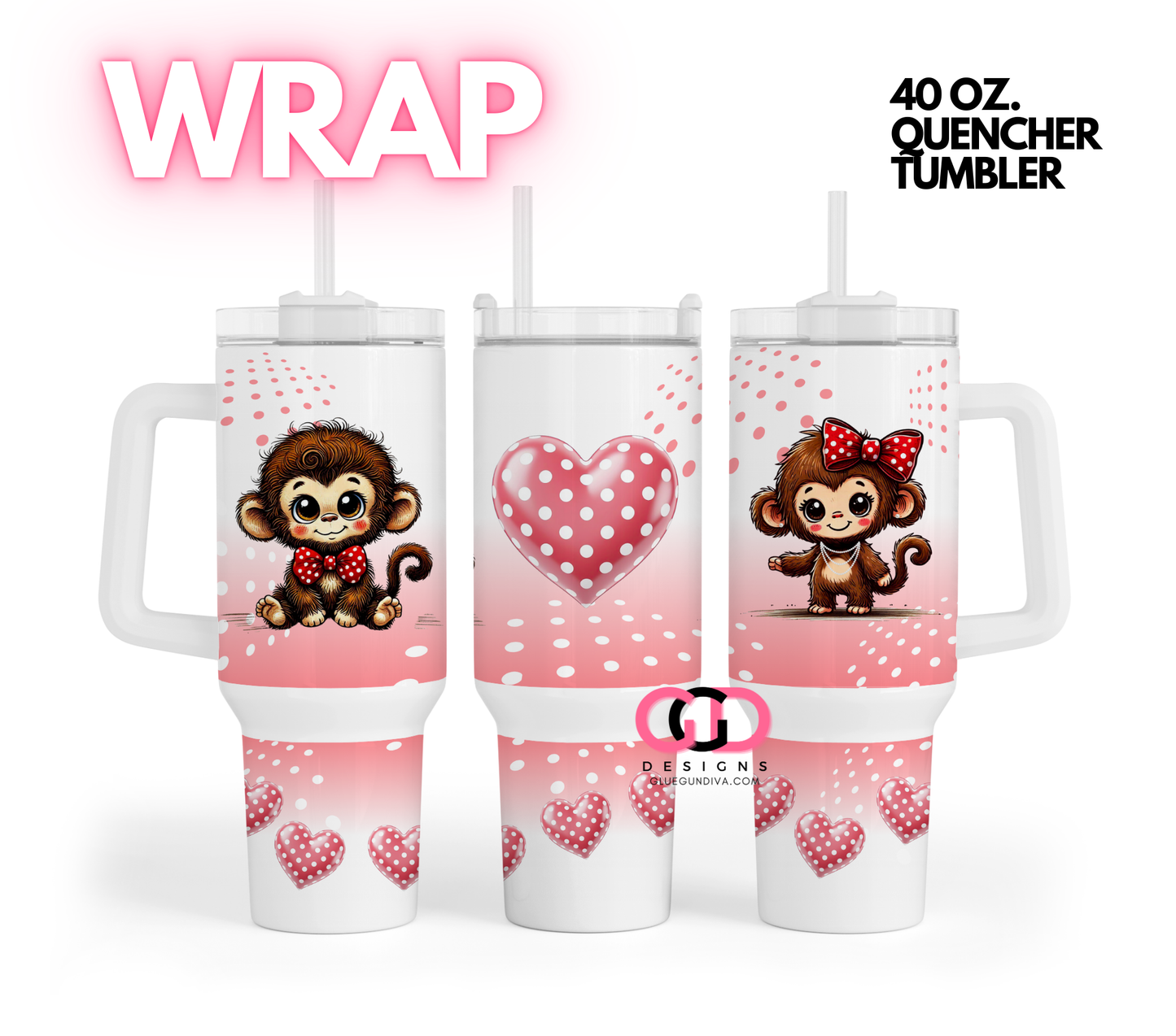 Love Monkeys-   Digital tumbler wrap for 40 oz tumbler