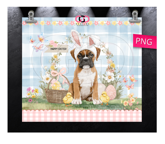 Boxer Easter Puppy -  Digital tumbler wrap for 20 oz skinny straight tumbler