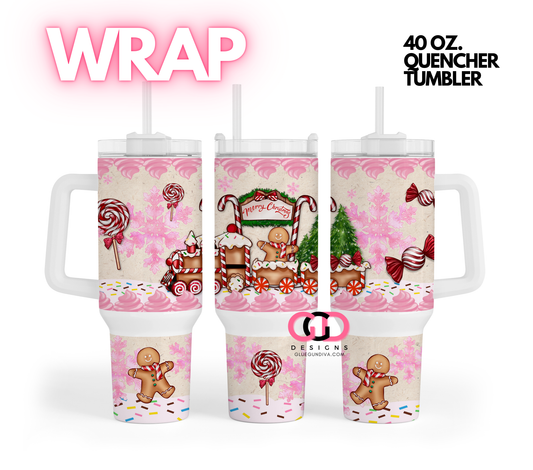 Pink Ginger Christmas-   Digital tumbler wrap for 40 oz tumbler