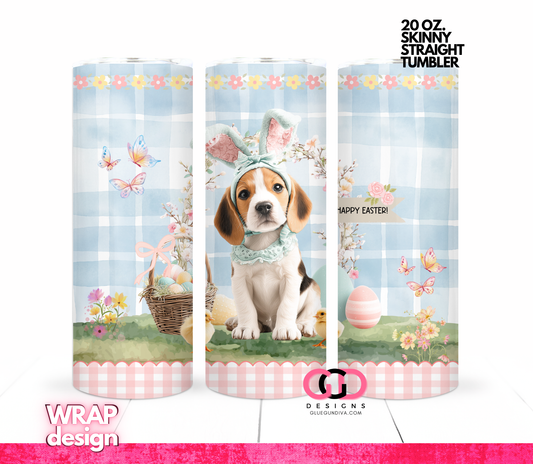 Beagle Easter Puppy -  Digital tumbler wrap for 20 oz skinny straight tumbler