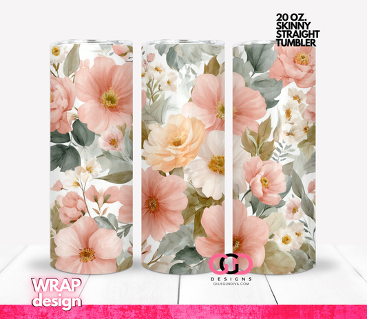 Pretty Soft Boho Flowers -   Digital tumbler wrap for 20 oz skinny straight tumbler