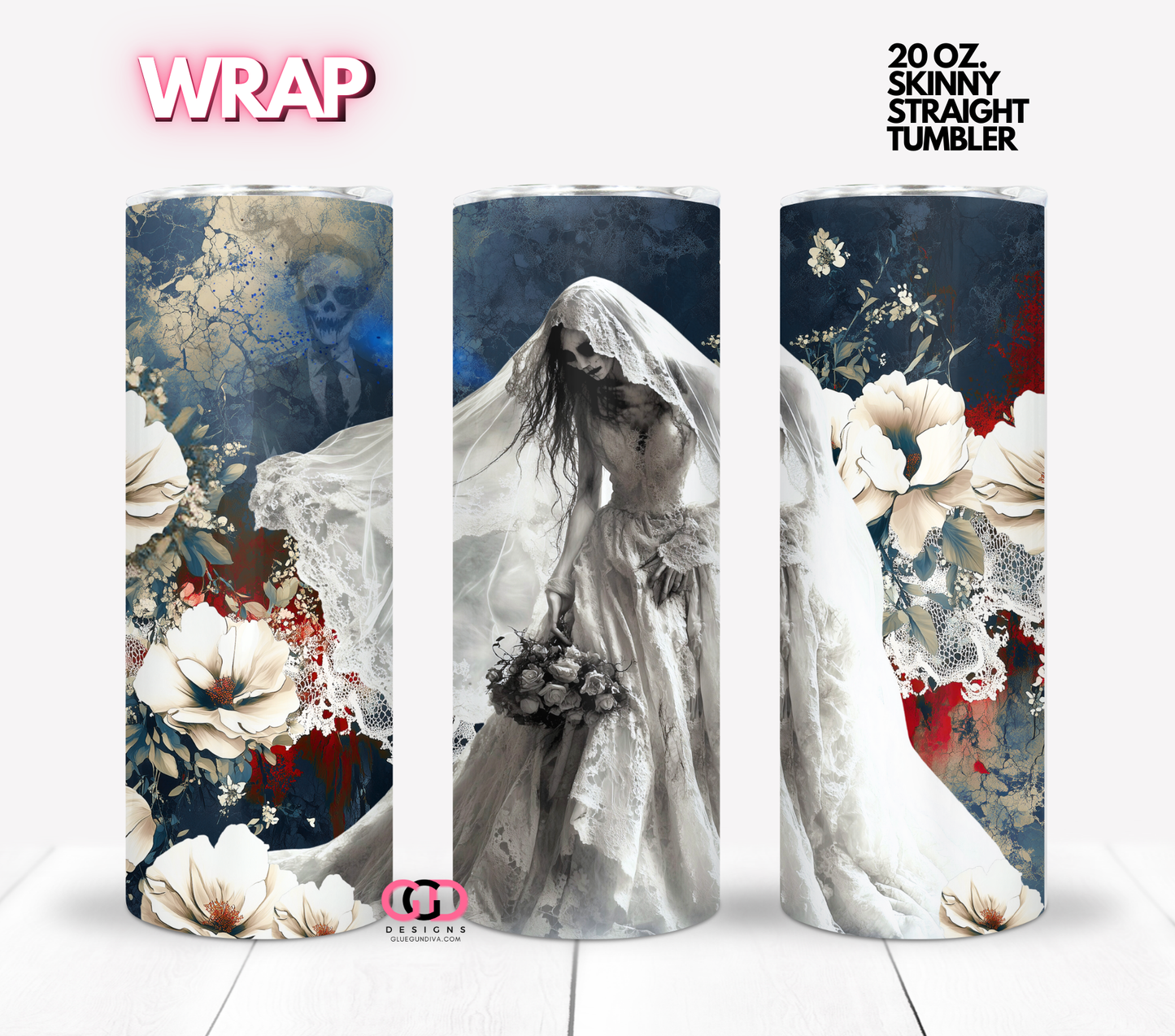 Sad Bride -  Digital tumbler wrap for 20 oz skinny straight tumbler