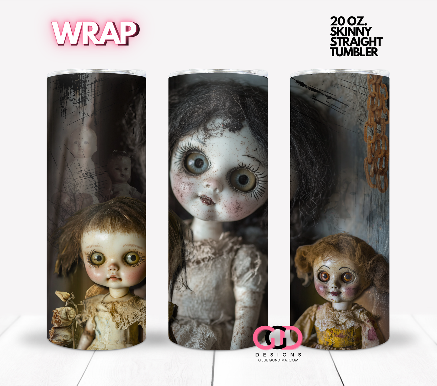 What a Doll -  Digital tumbler wrap for 20 oz skinny straight tumbler