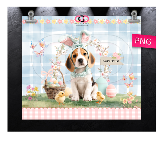 Beagle Easter Puppy -  Digital tumbler wrap for 20 oz skinny straight tumbler