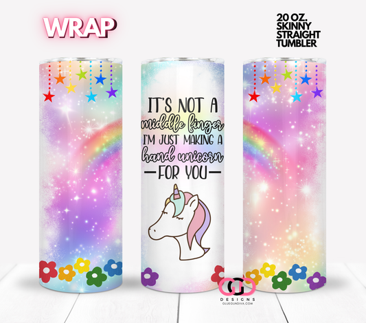 Hand Unicorn- Digital tumbler wrap for 20 oz skinny straight tumbler