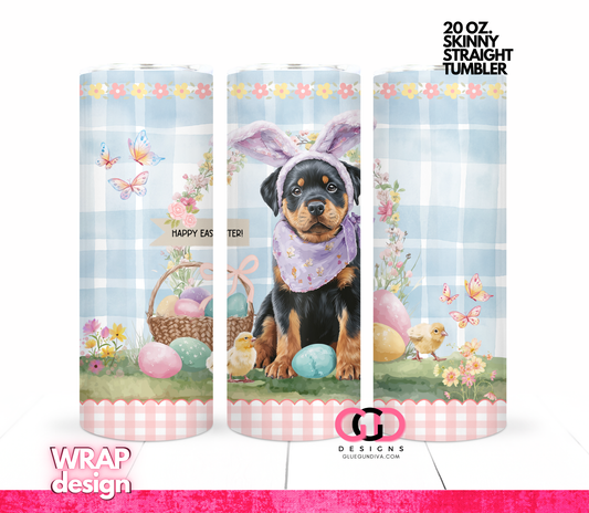 Rottweiler Easter Puppy   -  Digital tumbler wrap for 20 oz skinny straight tumbler