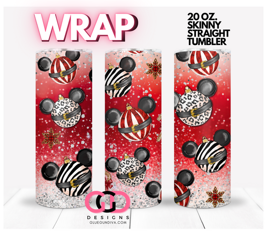 Mouse Ears Ornaments-   Digital tumbler wrap for 20 oz skinny straight tumbler