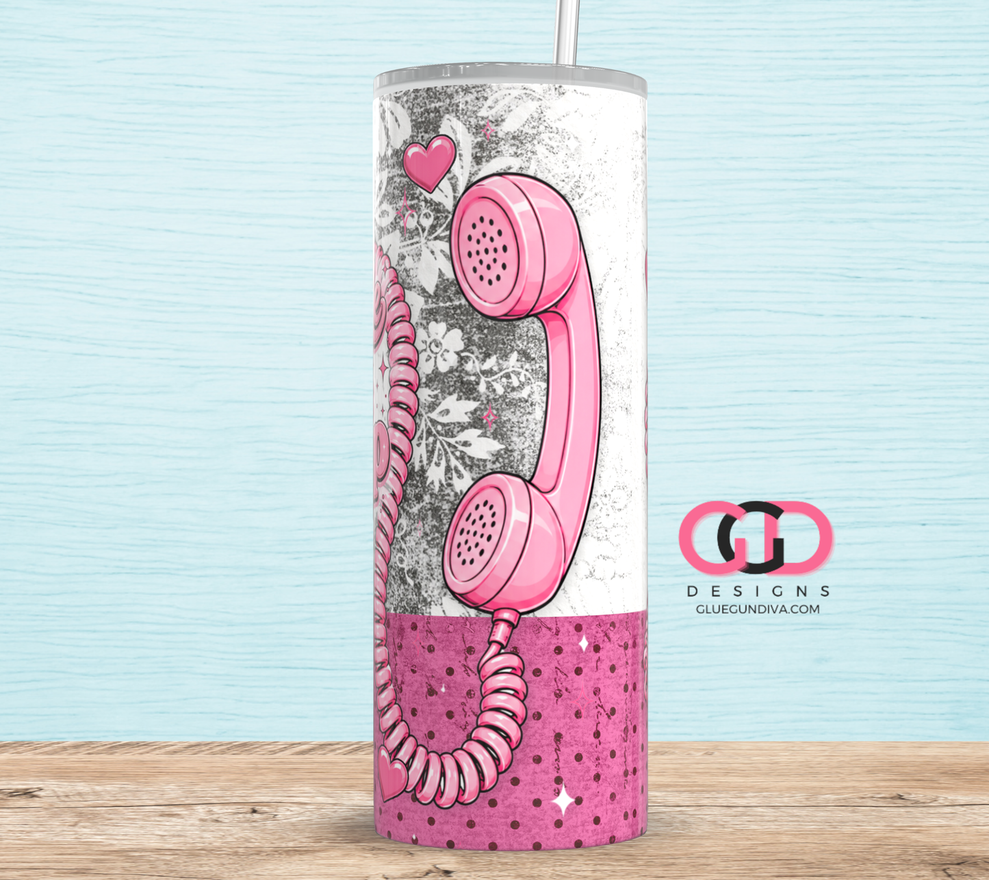 Call me when there's Gossip -  Digital tumbler wrap for 20 oz skinny straight tumbler