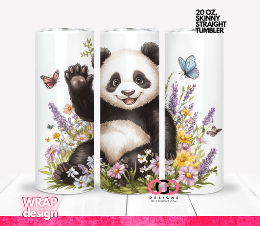 Waving Panda -  Digital tumbler wrap for 20 oz skinny straight tumbler