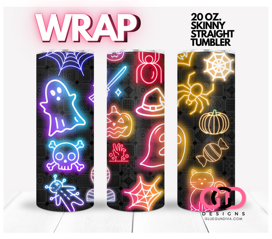 Neon Halloween Elements-   Digital tumbler wrap for 20 oz skinny straight tumbler