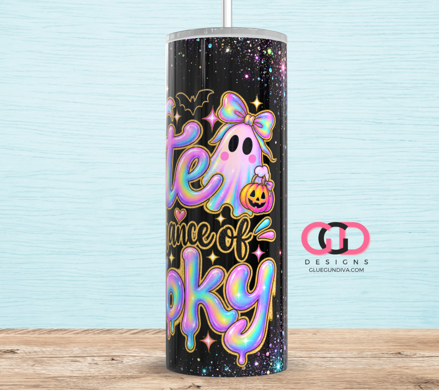 Cute with a chance of Spooky -  Digital tumbler wrap for 20 oz skinny straight tumbler