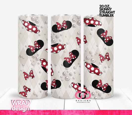 Pearls and cute Miss Mouse -   Digital tumbler wrap for 20 oz skinny straight tumbler
