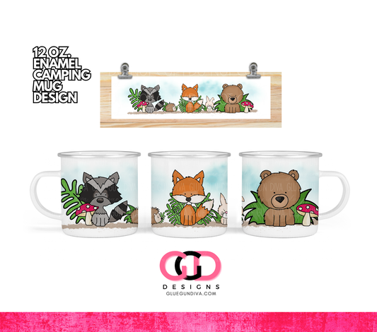 Forest Friends - Digital wrap for 12 oz enamel camping mug