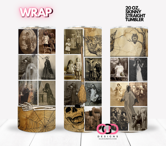 Vintage Halloween Photos-  Digital tumbler wrap for 20 oz skinny straight tumbler