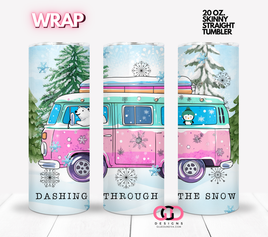 Dashing Through The Snow Van -  Digital tumbler wrap for 20 oz skinny straight tumbler