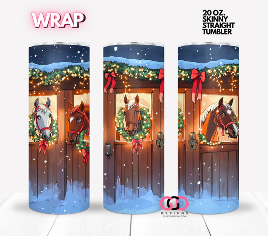 Holidays at the stables -  Digital tumbler wrap for 20 oz skinny straight tumbler