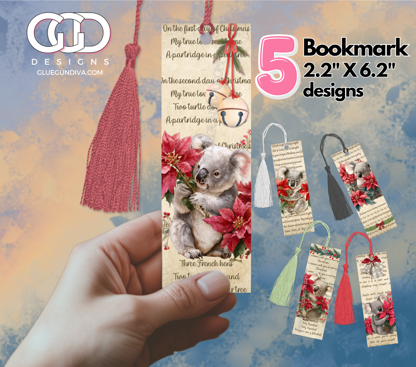 Koala Christmas Lyrics-  Bookmark Design