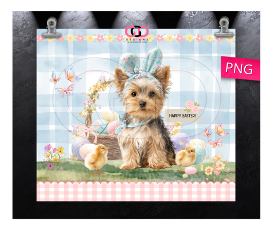 Yorkie Easter Puppy 2  -  Digital tumbler wrap for 20 oz skinny straight tumbler
