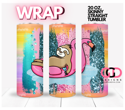 Sloth Summer-   Digital tumbler wrap for 20 oz skinny straight tumbler