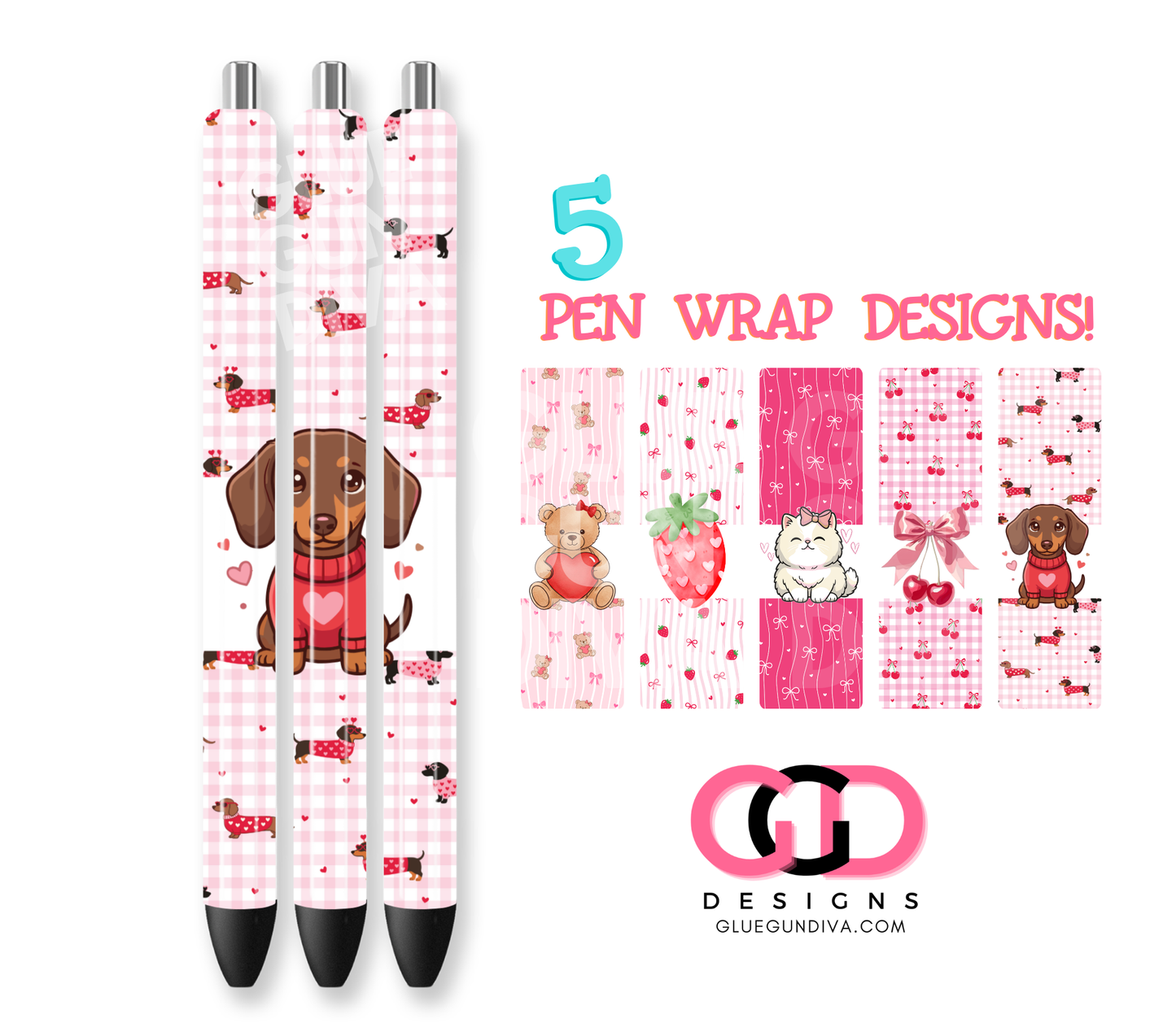 Valentine Fruits and Animals - Pen wrap designs