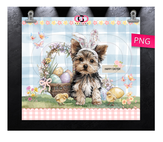 Yorkie Easter Puppy 1  -  Digital tumbler wrap for 20 oz skinny straight tumbler