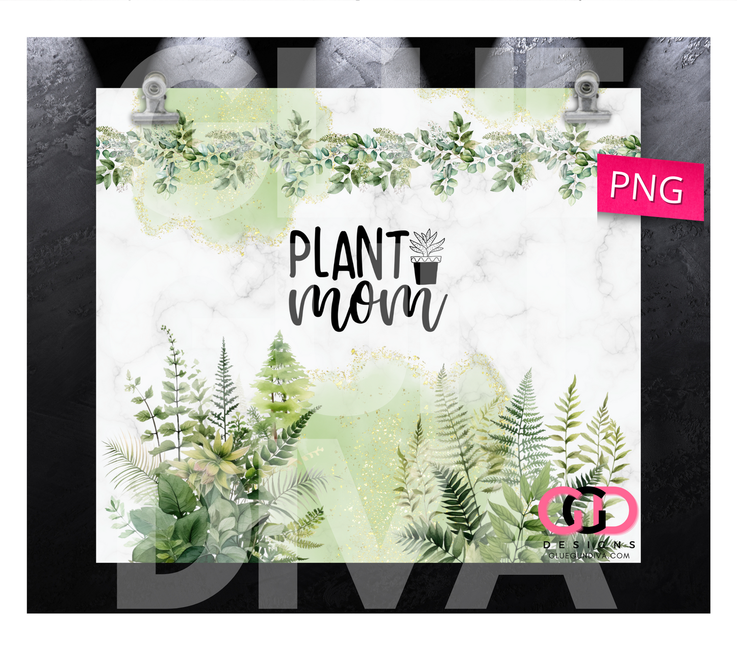 Plant Mom -  Digital tumbler wrap for 20 oz skinny straight tumbler