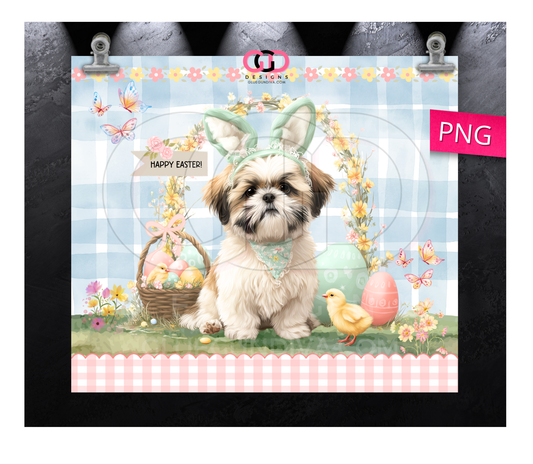 Shih Tzu Easter Puppy  -  Digital tumbler wrap for 20 oz skinny straight tumbler