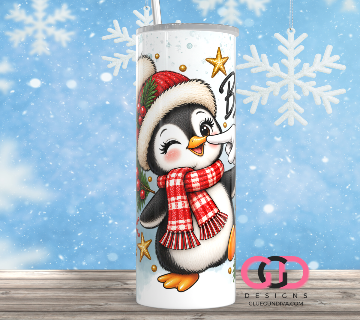 Boop Penguin -  Digital tumbler wrap for 20 oz skinny straight tumbler