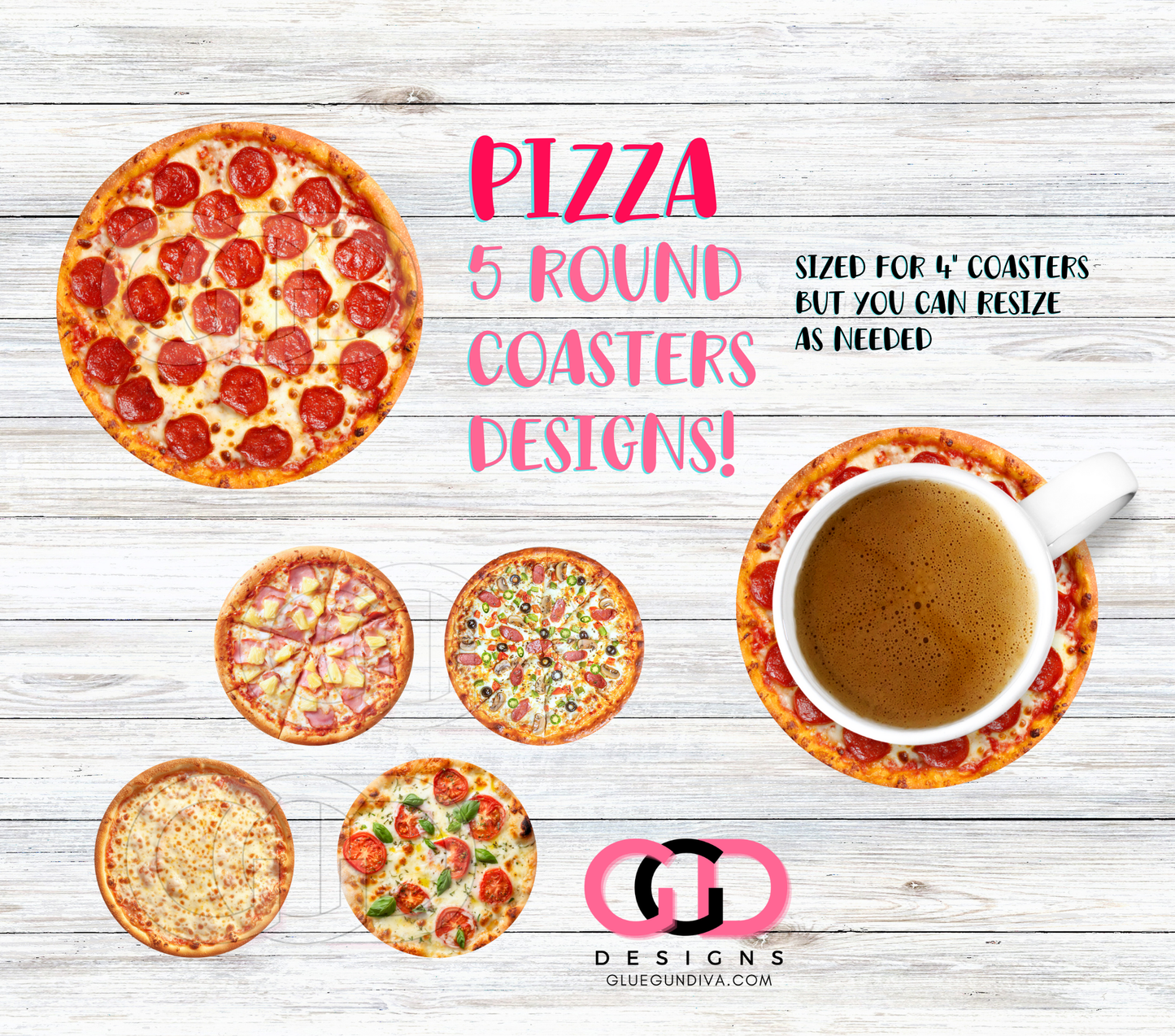 Pizza Round Coasters - Designs for Coasters