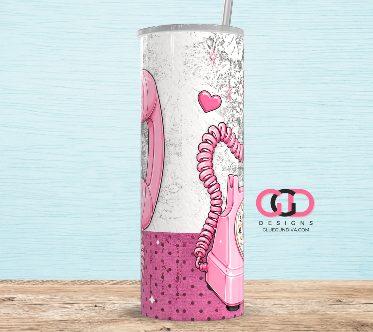 Call me when there's Gossip -  Digital tumbler wrap for 20 oz skinny straight tumbler