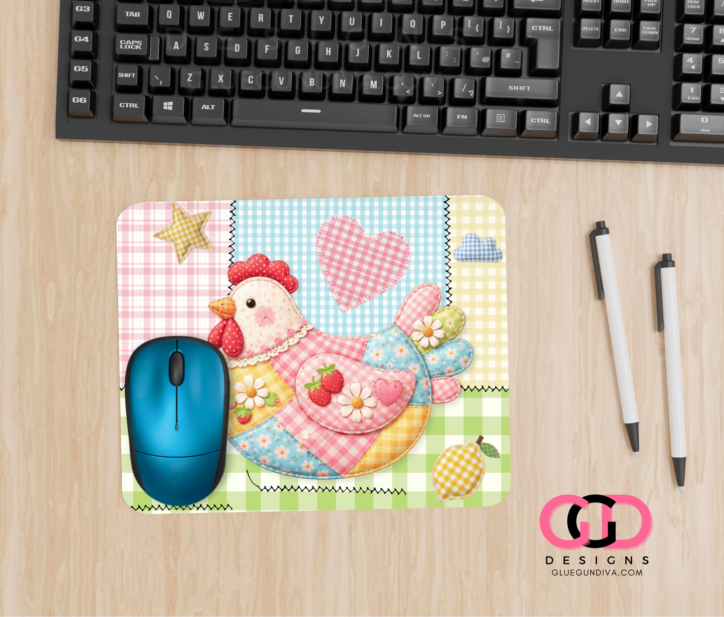 Patchwork Chicken - Design for Mouse Pad