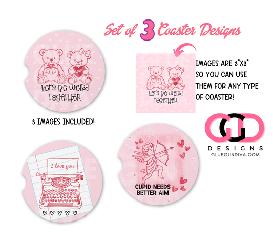 Pink Valentine Icons - Designs for Coasters