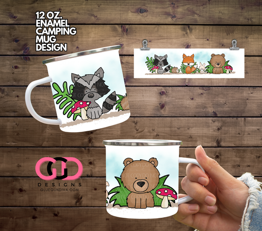 Forest Friends - Digital wrap for 12 oz enamel camping mug