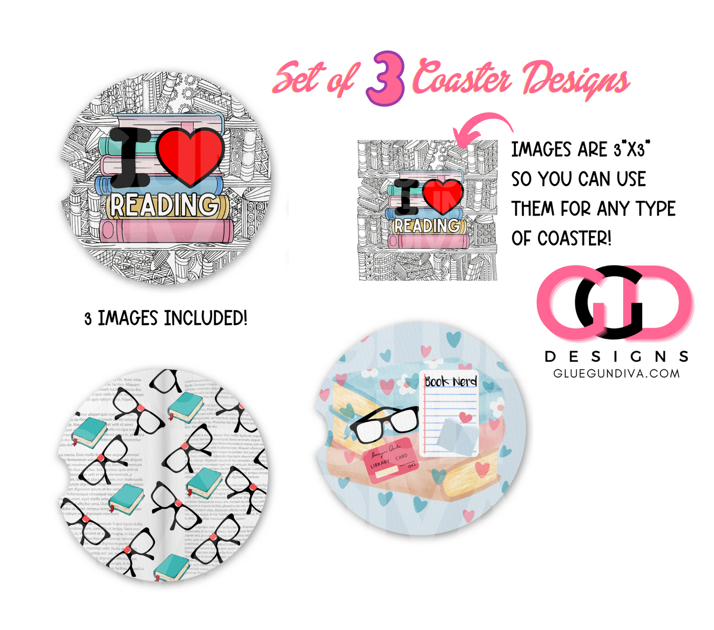 I Love Reading - Designs for Coasters