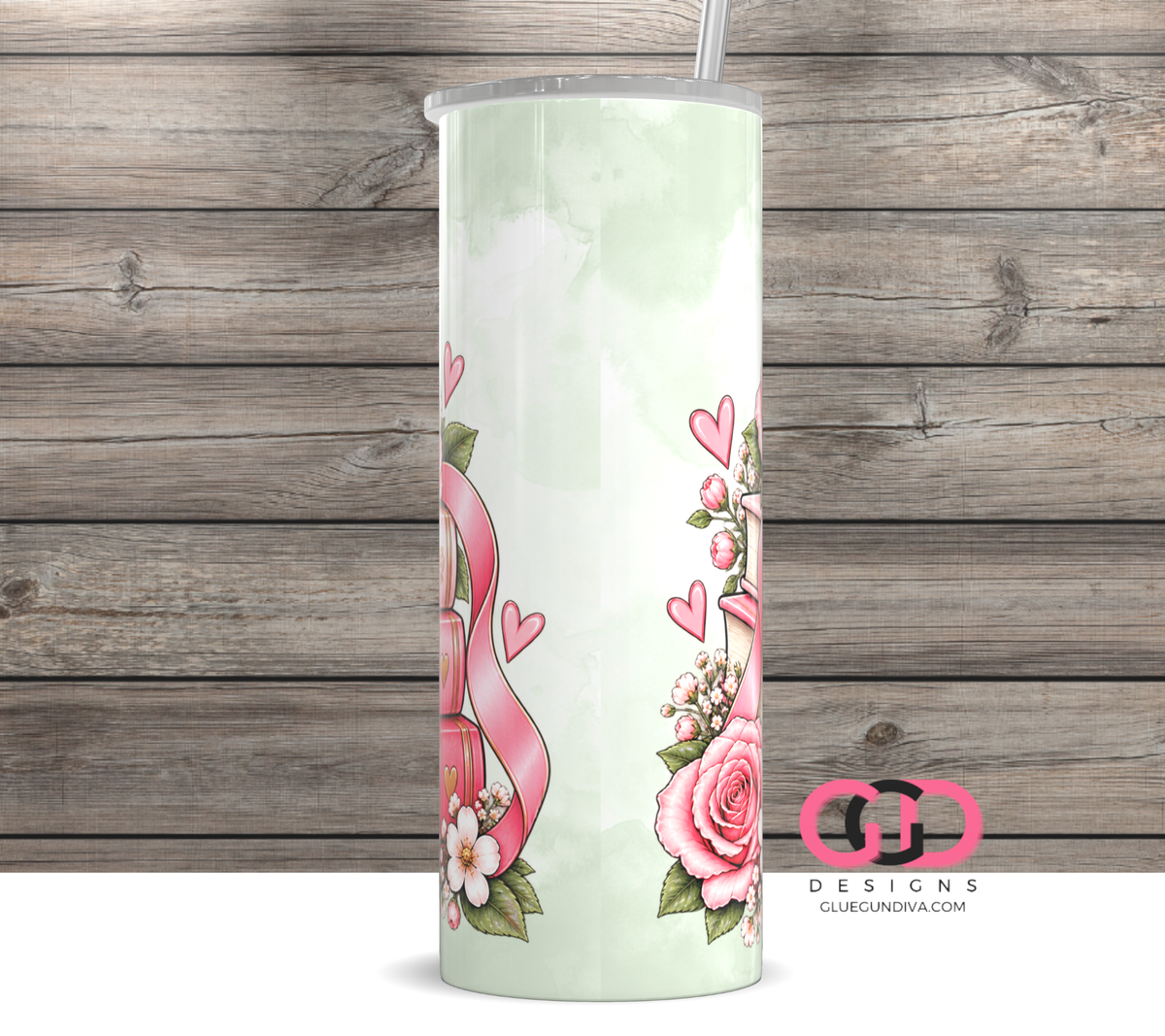 Hope Courage Strength - Digital tumbler wrap for 20 oz skinny straight tumbler