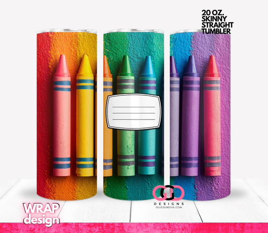 Crayons Label-   Digital tumbler wrap for 20 oz skinny straight tumbler