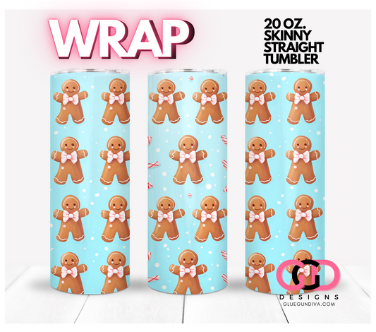 Gingerbread And Peppermint-   Digital tumbler wrap for 20 oz skinny straight tumbler