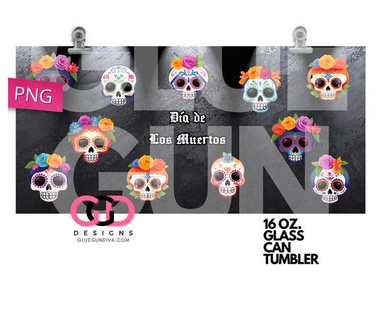 Dia de los Muertos-   Digital wrap for 16 oz glass can
