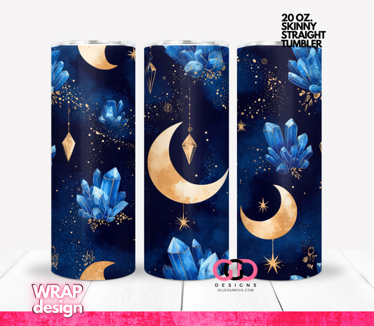 Moons and Crystals-   Digital tumbler wrap for 20 oz skinny straight tumbler