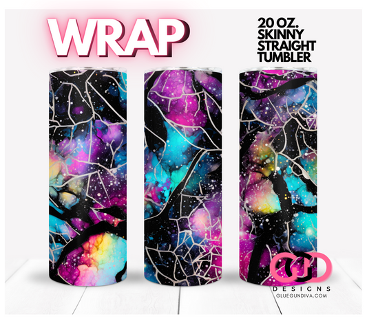 Neon marbled-   Digital tumbler wrap for 20 oz skinny straight tumbler
