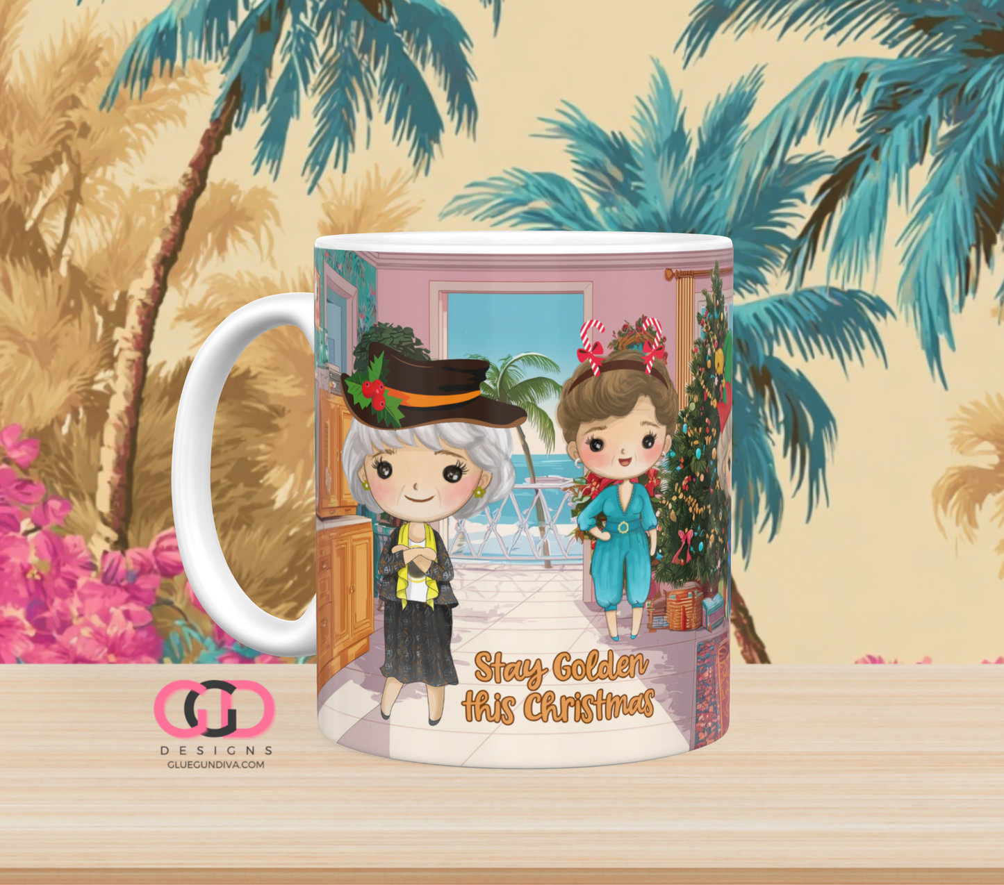 Stay Golden this Christmas - Digital mug wrap for 11 and 15 oz