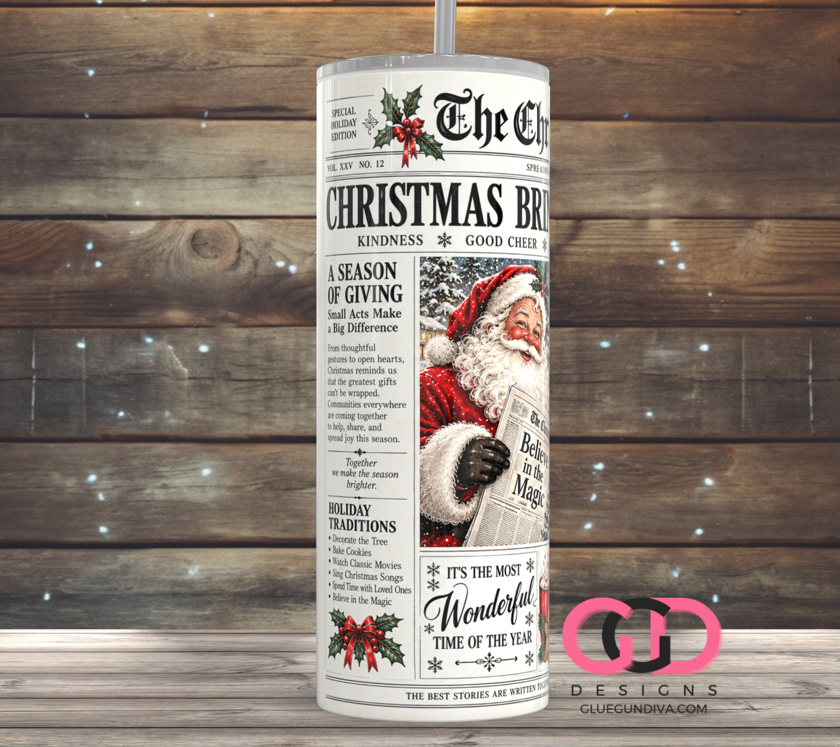 The Christmas Times -  Digital tumbler wrap for 20 oz skinny straight tumbler