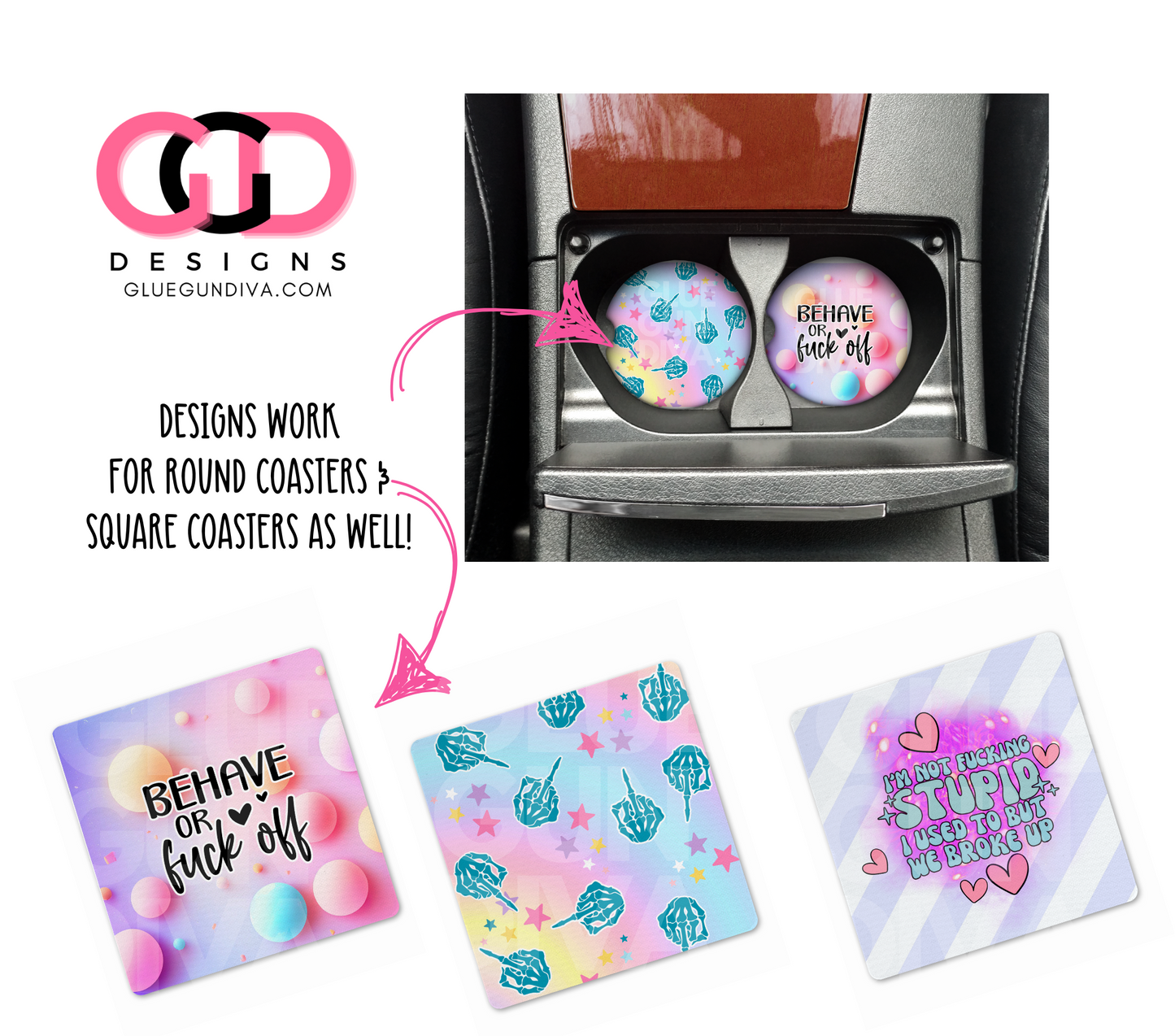 Adult Pastels - Designs for Coasters
