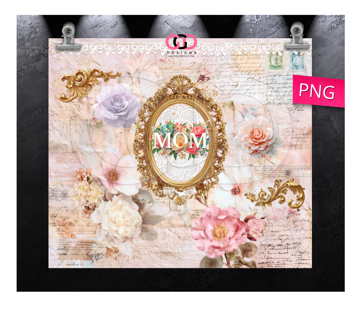 Mom Victorian Collage -   Digital tumbler wrap for 20 oz skinny straight tumbler