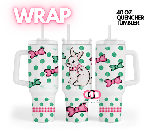 Pink Green Easter Bunny-   Digital tumbler wrap for 40 oz tumbler